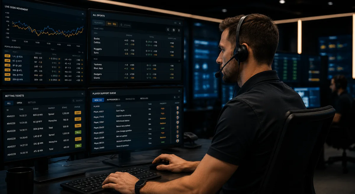 GameDay support reps wearing headsets at their desks
